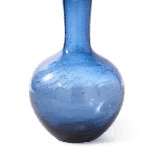 Gecraqueleerde glazen bolvaas L Blauw van Pols Potten
