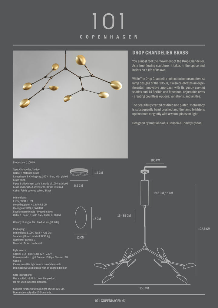 Drop Chandelier Brass van 101 Copenhagen - Afbeelding 4