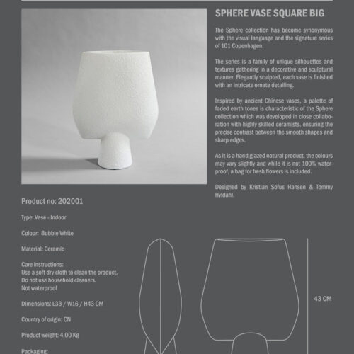 Sphere Vase Square Big - Bubble White van 101 Copenhagen - Afbeelding 4