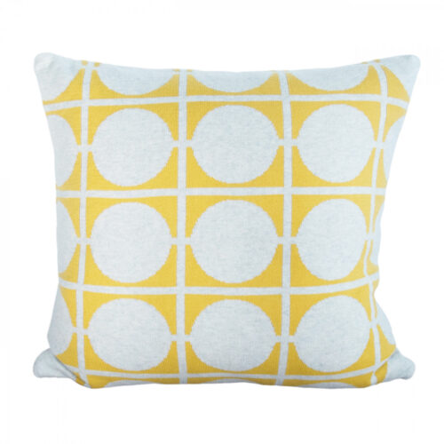 don knit pillow yellow banner