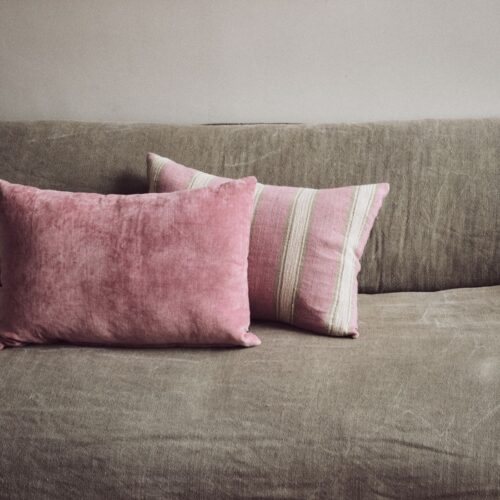 Alternative view of HKliving Woven Striped Cushion Blush